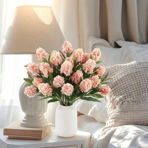 Image of 4 Pcs Artificial Flowers for Decoration, 23 Inch Faux Berry Stems Faux Skimmia Spray with Leaves Fake Flowers for Vase Home Table Floral Arrangement Wedding Decor(Pink,Yinyu Fruit)