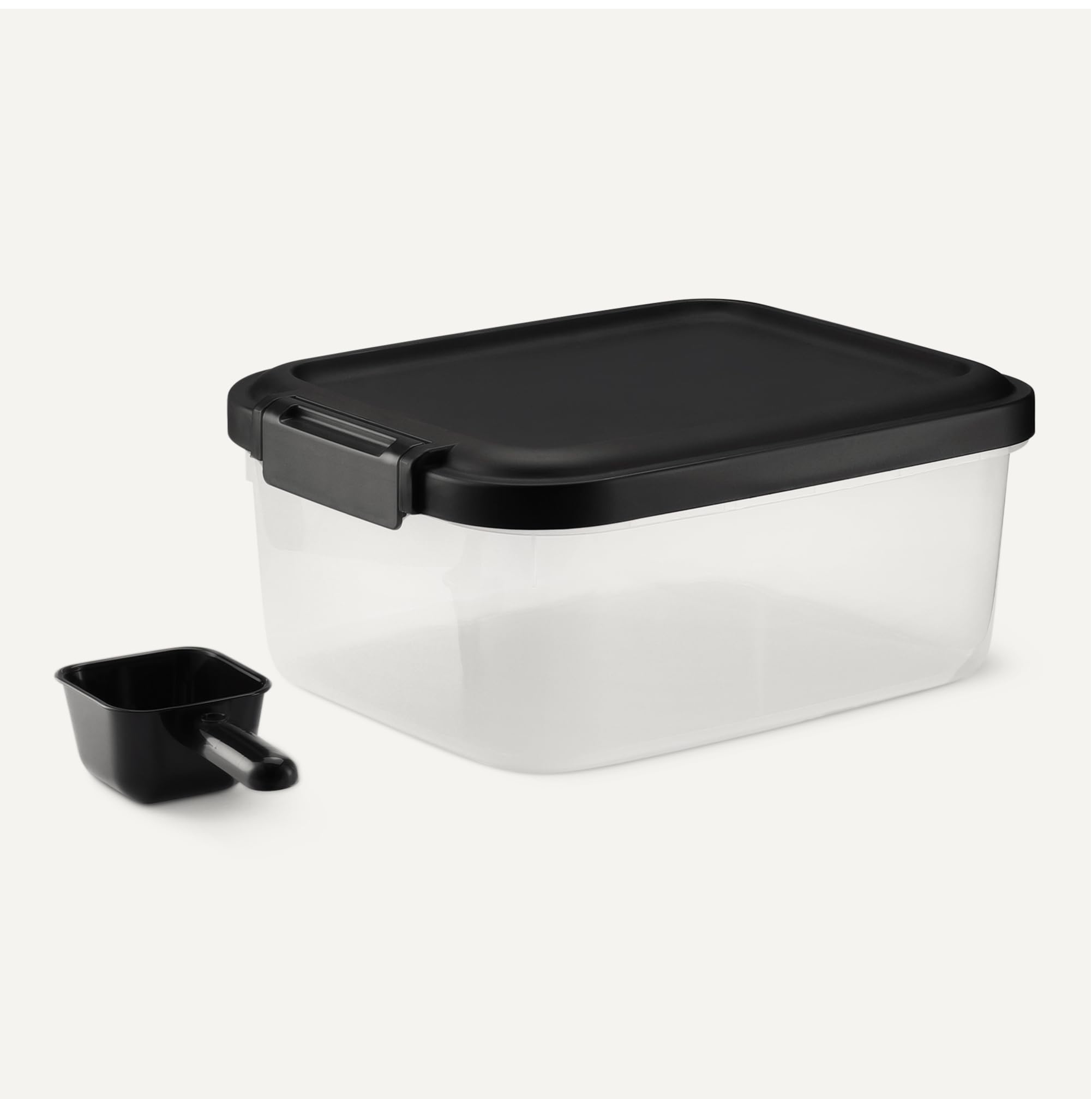 Amazon Basics - Contenedor de Almacenamiento de Alimentos para Mascotas, 4.5 kg,Transparente y Negro