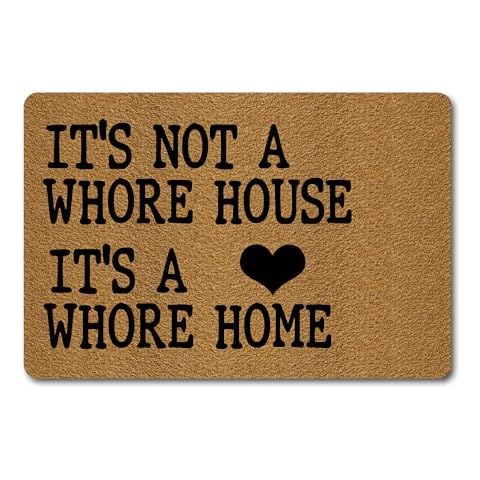 FunXiLin Funny Home Decor Doormat Welcome Mat(23.6 x 15.7 inch) Monogram Doormats Gift mat Indoor/Outdoor Rubber Non-Slip Backing Entrance Way Mats (It's a Whore Home) Cover
