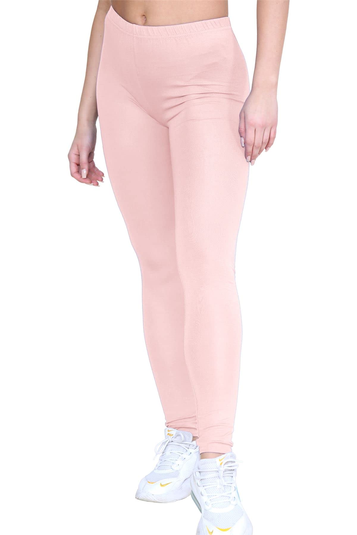 Hamishkane® Womens Viscose Leggings, Elasticated Waist Skinny Yoga Pants for Women, Plain Stretchy Gym Leggings, Full Length Slim Fit Pants, Women Activewear Nude