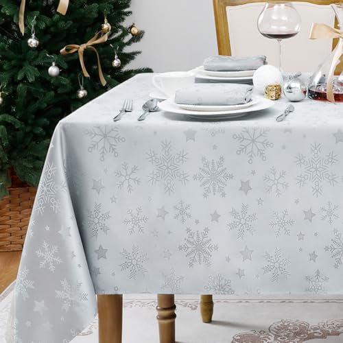 Romanstile kleine Tischdecke Weihnachten 85x85 cm Silber Mitteldecke...