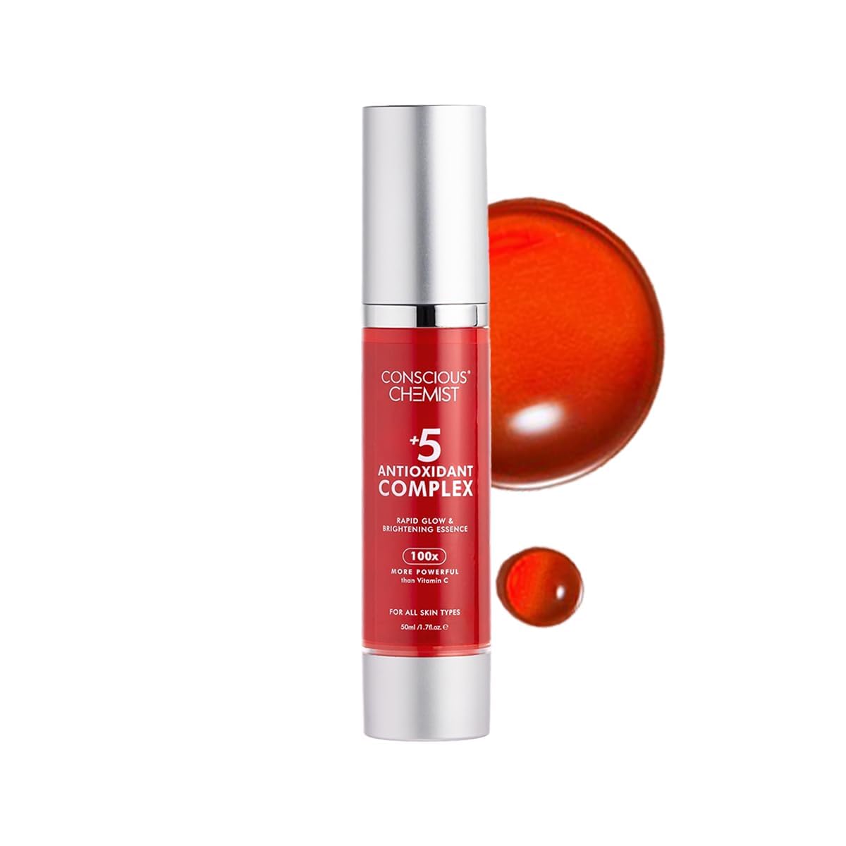 Conscious Chemist® Rapid Glow & Brightening Essence | Face Serum with 5 Antioxidant Complex (100X Stronger Than Vitamin C), Vitamin E & Retinol | For Radiant, Even-Toned Skin, For Men & Women, All Skin Types – 50ml