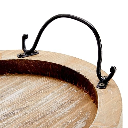 Farmlyn Creek Oval Wooden Serving Tray with Handles, Decorative Platter for Coffee Table, Living Room (15.75 x 10.8 x 1.25 in) - Thumbnail 5