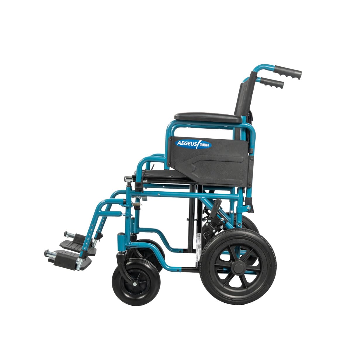 Ausilium Sedia a Rotelle Pieghevole da Transito in Acciaio — seduta 46 cm, ruote piene da 12", braccioli ribaltabili, portata 125 kg, ausilio mobilità