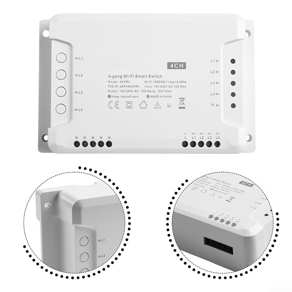 Kabelloses WLAN-Smart-Lichtschalter-Modul, kompatibel mit Sonoff 4CH R3 für Sonoff 4CH PRO R3, 4-Kanal Smart Switch (für Sonoff 4CHProR3)