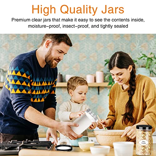 Peacepeo Plastic Jars With Lids, 16Pcs 32Oz Large Plastic Storage Jars With Black Leakproof Lids Cylinder Plastic Jars Container Reusable Clear Empty Jars For Home And Kitchen Organizing #TOP4