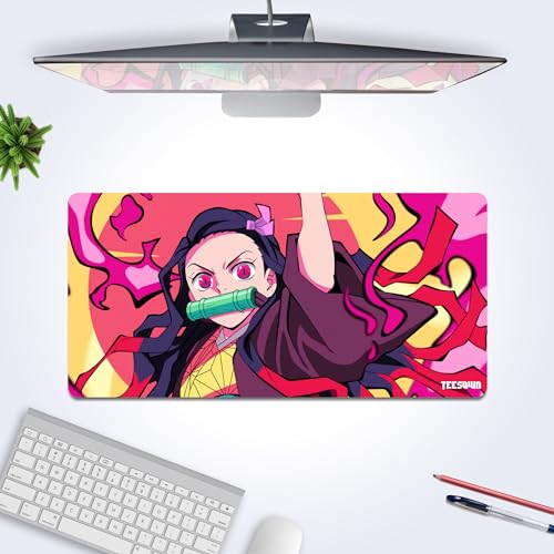 Image of Demon Slayer Nezuko Chan Anime Large Extended Mouse Pad for Laptop Desktop PC Gaming Desk Mat Rubber Base Desk Pad