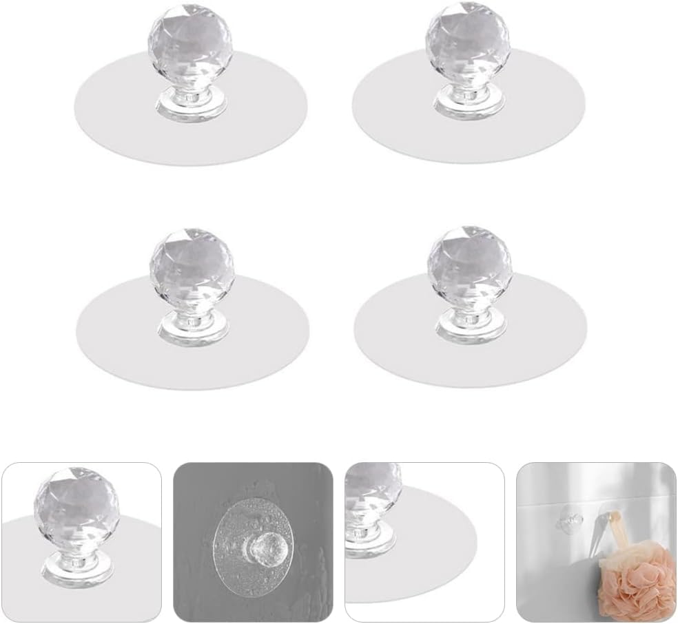 Deriz 4Pcs Drawer Pulls Cabinet Door Handles 4pcs Self- Stick Drawer Knobs Instant Cabinet Drawer Mini Acrylic Handle Helper Kitchen Cabinet Door Window Decor Sliding Door Handle Sliding Door Handle (4) 1