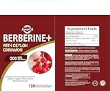 Berberine HCL Supplement Berberine 1200mg Serving HCL 120 Capsules - Metabolism Support Plus Pure True Ceylon Cinnamon,Healthy Weight for Both Men and Women, 2 Month Supply - Image 9