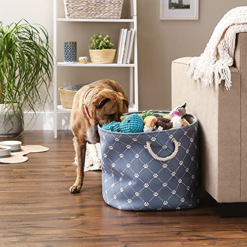Panier de rangement en polyester résistant grand format treillis bleu délavé - 6