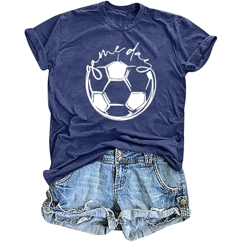 Game Day T Shirt Women Soccer Season Shirts Soccer Mom Graphic Short Sleeve Shirt Game Day Vibes Tee Tops