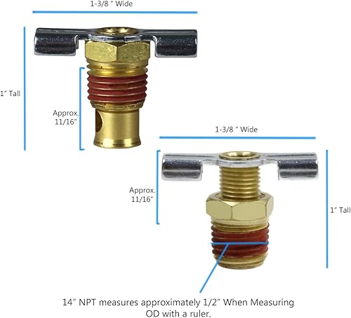 Miniatura 7 de Paquete de 2 válvulas de drenaje de compresor de aire de 14 de pulgada de drenaje de tanque NPT de 14"
