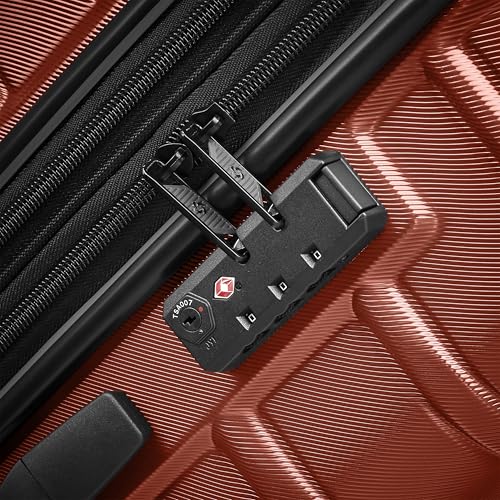 Image of Samsonite Omni 2-24 inch Medium Checked Hardside Luggage with 360 Spinner Wheels - Scratch Resistant Hardshell - TSA Lock, Airline-Approved - Expandable Lightweight Polycarbonate Shell, Brick Orange