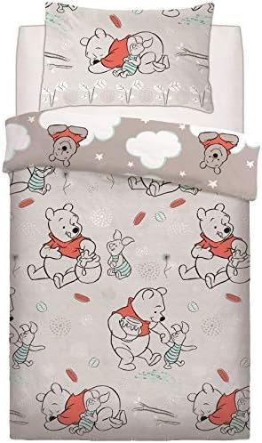 Disney Winnie The Pooh Whimsy Cloud Piglet Grey Duvet Set Bed Quilt Cover Pillowcase Reversible Bedding[Single]