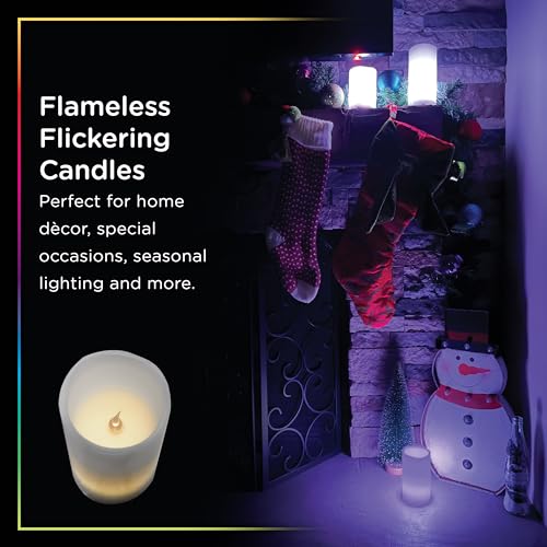 Image of Enbrighten Basics Flameless Flickering LED Candles, Battery Operated, Color Changing, Remote Included, Perfect for Home Decor, Special Occassions, 3 Piece Set,76151