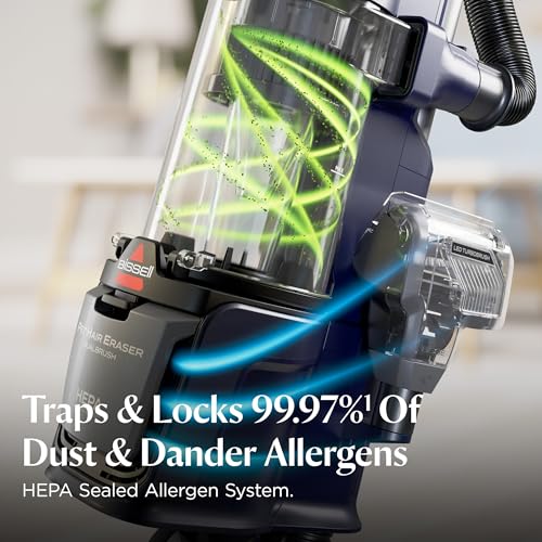 Image of Bissell Pet Hair Eraser DualBrush Upright Vacuum with Two Brush Rolls, DualBrush Self-Cleaning Technology, HEPA Sealed Allergen System, Bright FurFinder Headlights, Lift-Off Pod, 42943