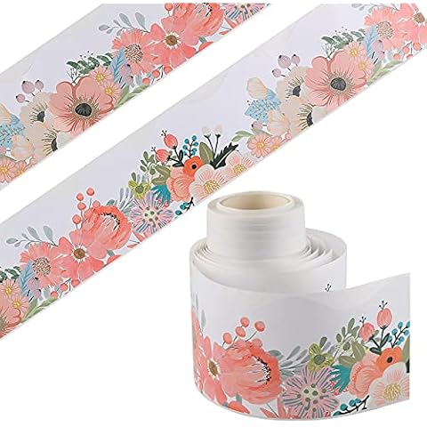 82ft Watercolour Floral Die-Cut Bulletin Board Border Flowers Classroom Bulletin Decor for Wall Decals, Desks, Windows, Doors, Lockers, Schools, Classrooms, Homes, School & Offices, Photo Border Cover