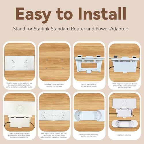 HGX for Starlink Gen 3 Router with Power Supply Mounting Kit & Cable Caddy, 3 in 1, Wall Holder for Starlink Standard V3 Mesh Router and Power Supply (White) — view 6