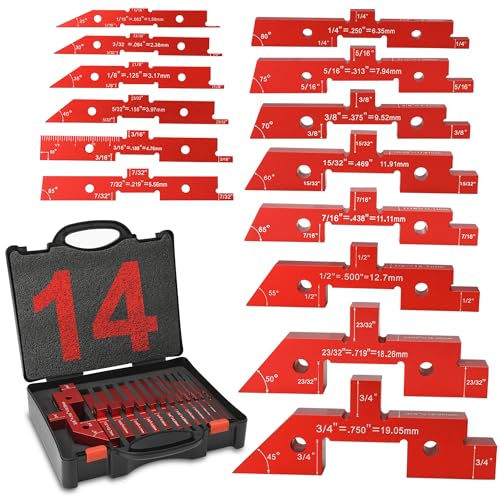 VEXTHYX Setup Blocks for Woodworking 14pcs Aluminum router table setup bars height gauge measuring depth angle fence alignment miter gauge tool set router and saw accessories with storage case