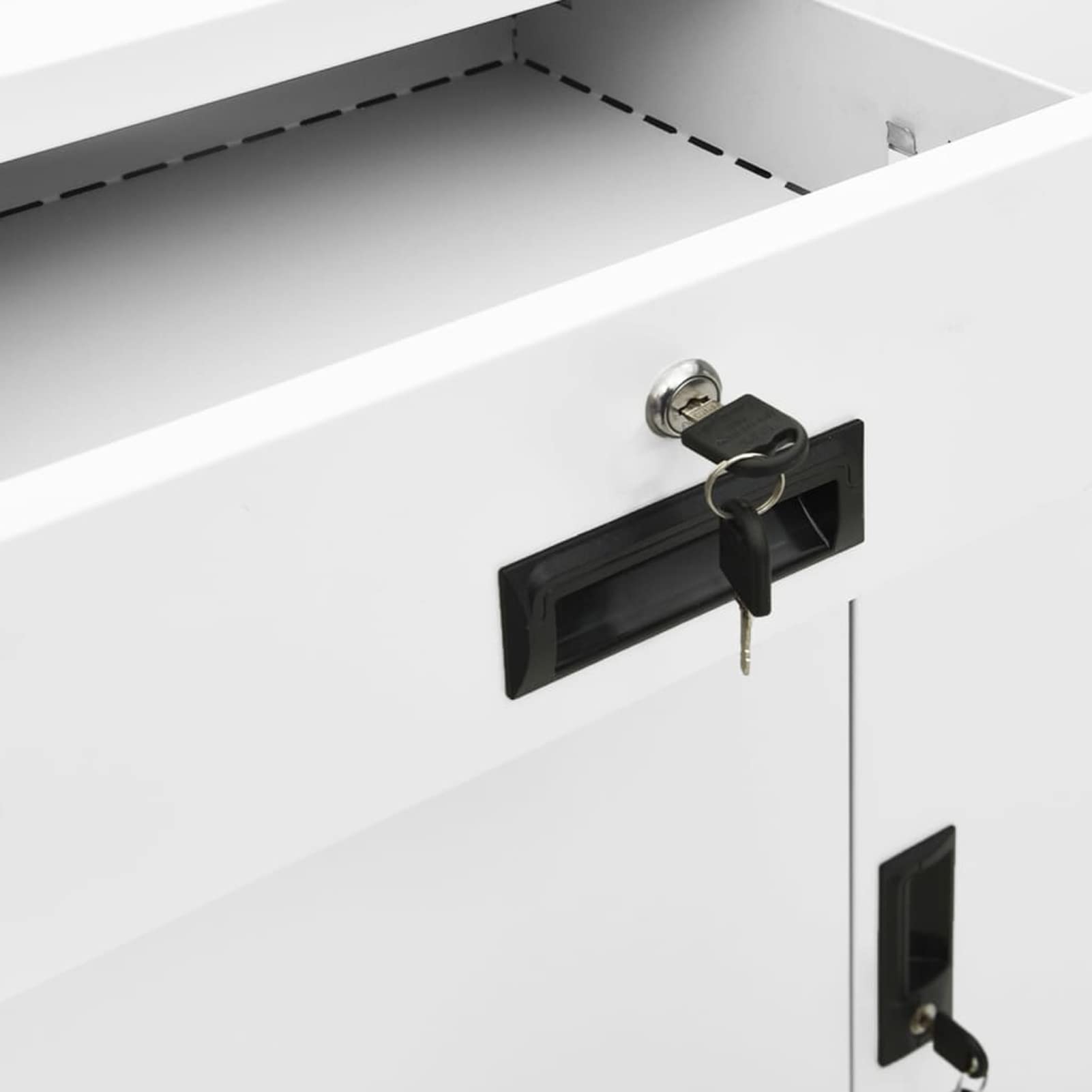 Capwee Meuble de Rangement Bureau avec tiroirs Casier de Rangement Metal Armoire Metallique Armoire avec Serrure pour Bureau Salon Garage-Blanc-90x40x102 cm-2