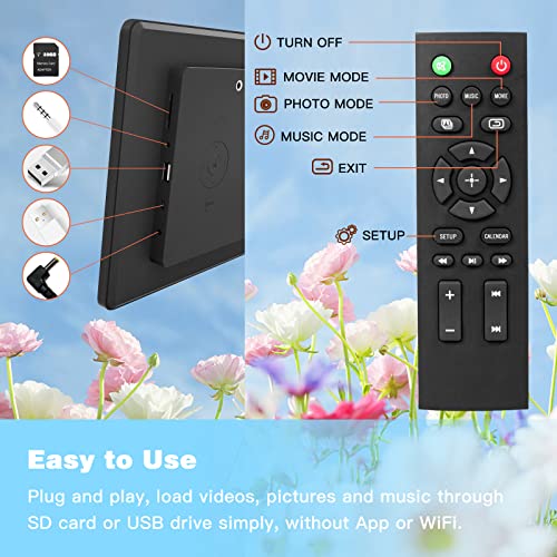 10 Inch Digital Picture Frame With 32Gb Card, Remote Control, Ips Screen And Slide Show, Camkory Digital Photo Frame With Photo Deletion Auto Rotate Auto Turn On/Off Calendar 1080P Video Music(Black) #TOP3