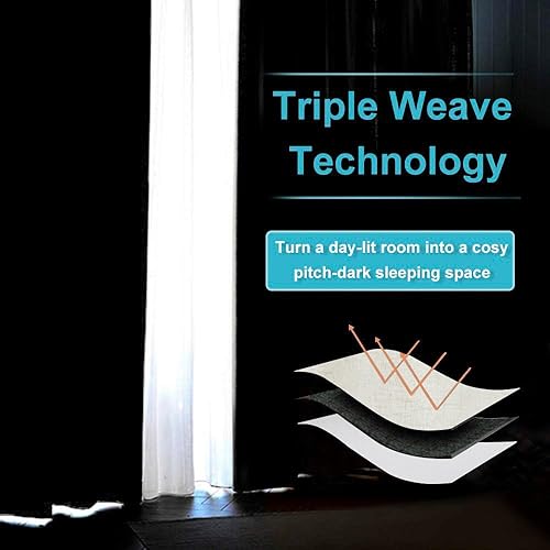 Miniatura 6 de RYB HOME Cortinas 100% opacas para ventanas pequeñas, mezcla de lino texturizado, aislamiento de privacidad, cortinas de puerta francesa, cortinas