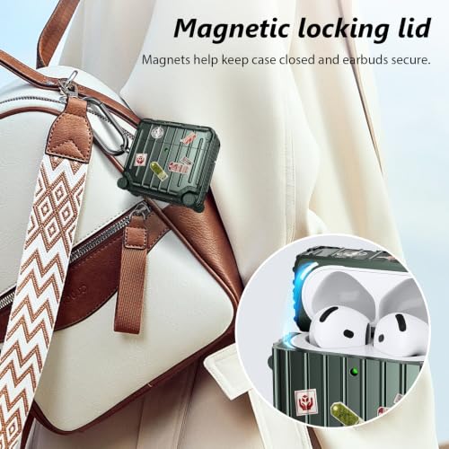Image of Filoto Compatible with Airpods 4 Case, Cute Fashion Suitcase Design for Airpods 4th Generation Case Cover, Shockproof Protective Hard Case with Keychain /Cleaner Kit
