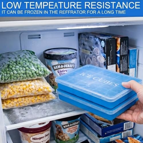 Image of FiABLE Premium Silicone Ice Tray with lid | 24 Small 1inch Ice Cubes, Flexible and Easy Release, BPA Free, FDA Approved Silicone - Set of 2 Trays