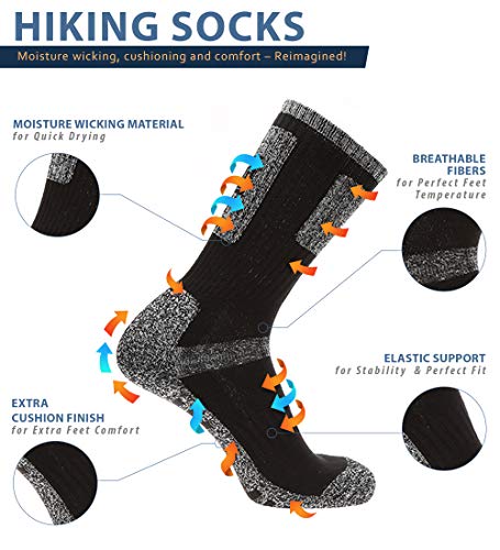 MIRMARU Men's 5 Pairs Multi Performance Outdoor Sports Hiking Trekking Crew Socks2
