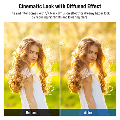 NEEWER 55mm Black Diffusion 1/4 Effect with ND2-ND32 Variable ND Filter 2 in 1 - Image 4
