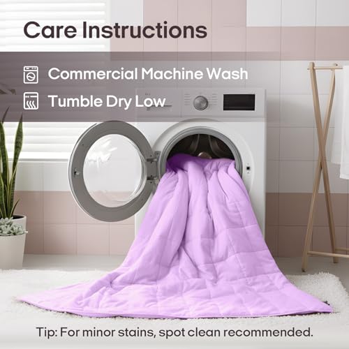 Image of ZonLi Weighted Blanket for Adults (100% Cotton, 60 inchx80 inch, 20lbs, Queen Size Light Purple) High Breathability Heavy Blanket, Soft Material with Premium Glass Beads, All-Season, Easy Care