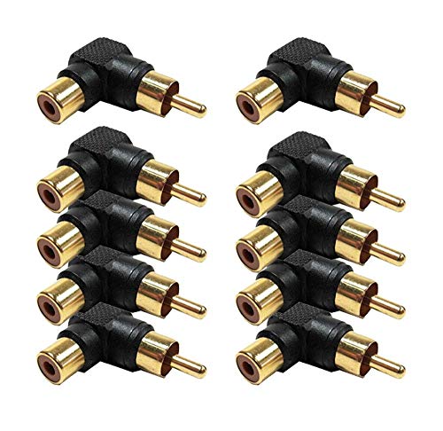 iMBAPrice (10-Pack) Right Angle Gold RCA Adapter Female to Male