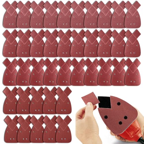 40PCS Black and Decker Mouse Sander Pads Mouse Sander Pads Assorted Sanding Pads 40/60/ 80/120 Grits with Extra 2 Tips for Replacement 4 Holes Sanding Sheets Fit Black and Decker Detail Palm Sander