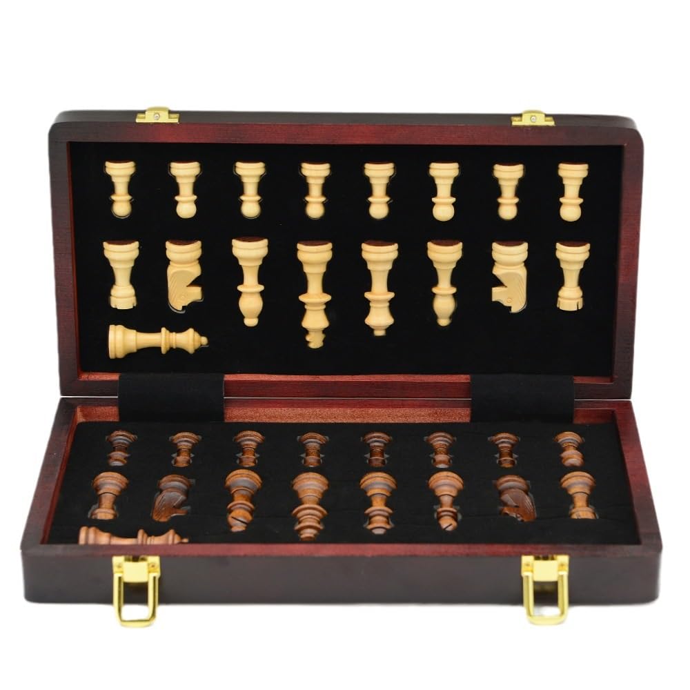 Juego de ajedrez magnético de Madera con Tablero de Almacenamiento Ajedrez