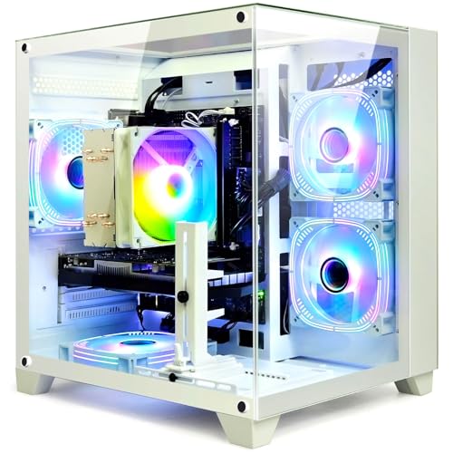AESNO Gaming PC Ryzen 5 3500X 6 Cores 3.6GHz Up To 4.1GHz RX560 4G DDR4 16G RAM NVME 512GB SSD RGB Lighting PSU 400W Desktop Computer Towers Suitable for e-sports games and home office (White)