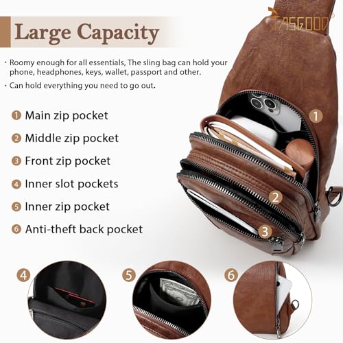 Image of JASGOOD Anti Theft Small Sling Bag for Women Leather Fanny Packs Crossbody Bags Trendy Anti-Theft Sling Purse for Travel