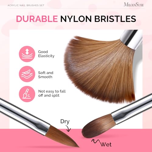 Image of MelodySusie 3Pcs Acrylic Nail Brush Set, Size 8 /10 /14