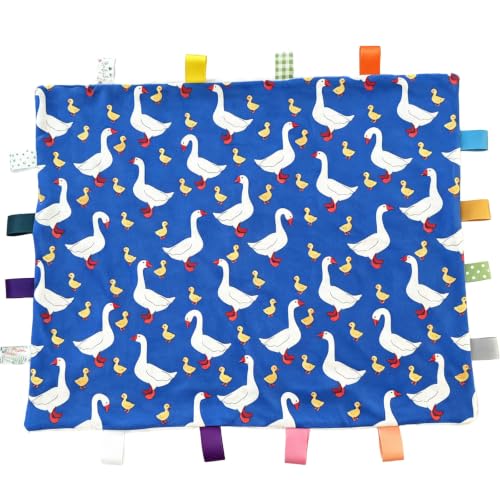 Image of Large Tag Blanket for Babies, Goose Toddler Blanket with Tags