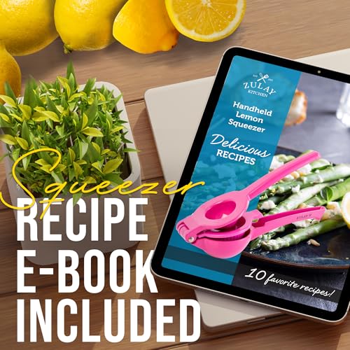 Image of Zulay Kitchen Metal 2-in-1 Lemon Squeezer - Sturdy Max Extraction Hand Juicer Lemon Squeezer Gets Every Last Drop - Easy to Clean Manual Citrus Juicer - Easy-Use Lemon Juicer Squeezer - Dragonfruit