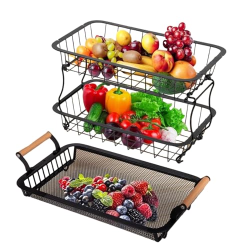 Soporte De Cuenco De Frutas De Cocina - Cesta De Almacenamiento De Productos De Múltiples Niveles, Soporte De Pantalla De Alimentos Para Encimera | Organizador De Pan De Bocadillo De Verduras