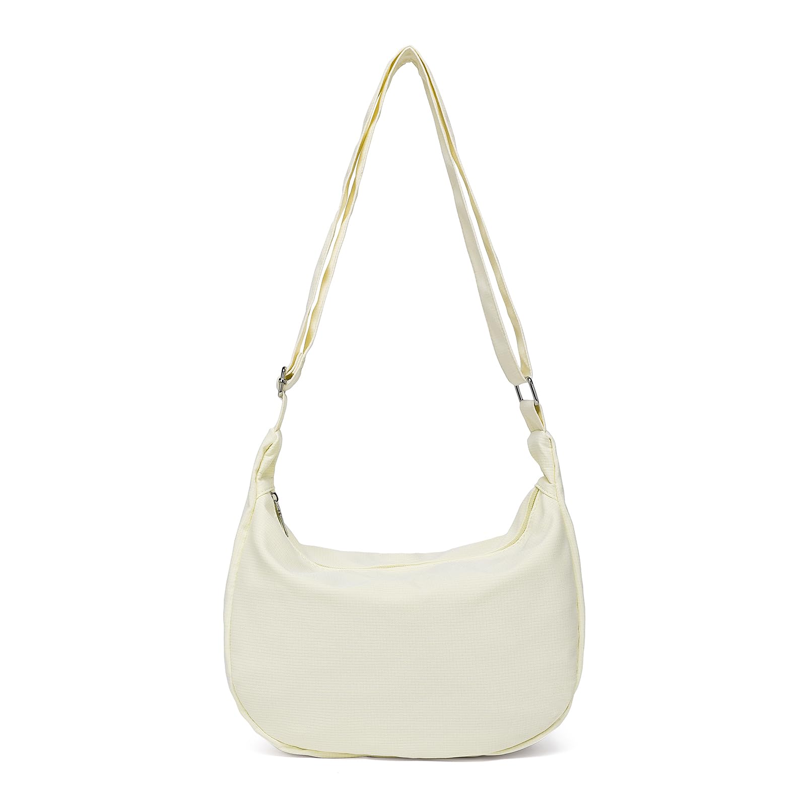 Miss Lulu Cross Body Bag for Women Waterproof Crescent Shoulder Bag Dumpling Bag with Adjustable Strap (Beige)