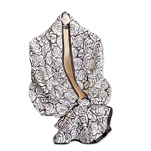 Silk Scarf Women Colorful Flower Artistic Oil Painting Print Satin Long Scarf Sunscreen Shawl Lightweight Warm Wrap