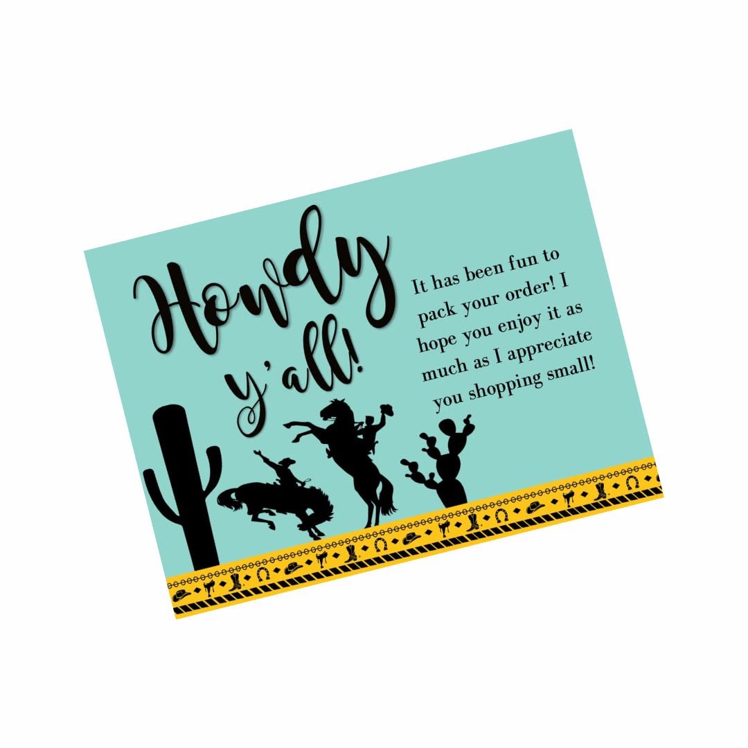 4x3 Cowboy Western Rodeo Design, Thank You Packaging Cards Small Business Supplies for Boutique Shops, Online Retailers, Gift Shops