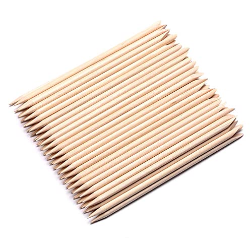 100 Pcs 4.3in Nail Orange Sticks Multi-Functional Double Heads Cuticle Pusher Wood Sticks Remover Manicure Pedicure Tool (100)