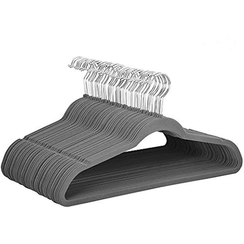 Barbieya Clothes Hangers Set of 20 Hangers, Ultra Thin Space Saving Non-Slip Coat Hangers with Tie Organiser, 360 degrees swivel hook (Grey) Cover