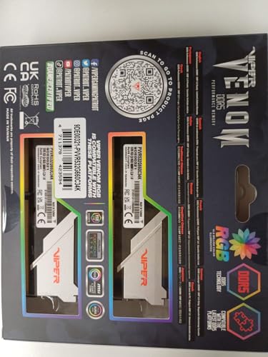 Image of Patriot Viper Venom RGB DDR5 RAM 32GB (2X16GB) 6600MHz CL34 1.4v UDIMM Desktop Gaming Memory Kit Compatible with Intel XMP - PVVR532G660C34K