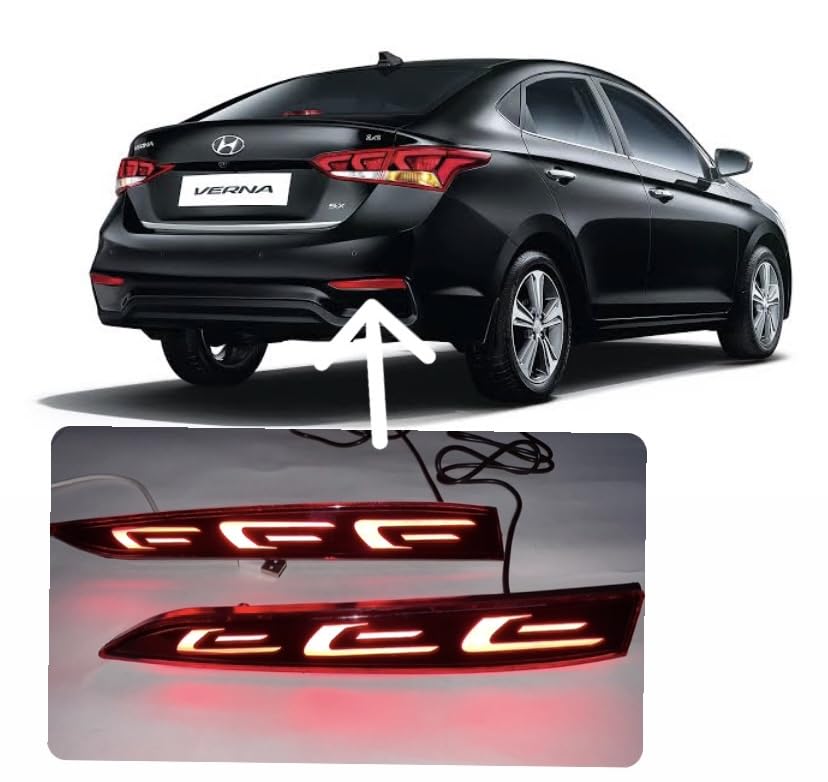 DDA ENTERPRISES REAR REFLECTOR LED BREAKE LIGHT BUMBER DRL BACK COMPATIBLE VERNA 2017-2019 SET OF 2PCS WITH WIRING-image-3