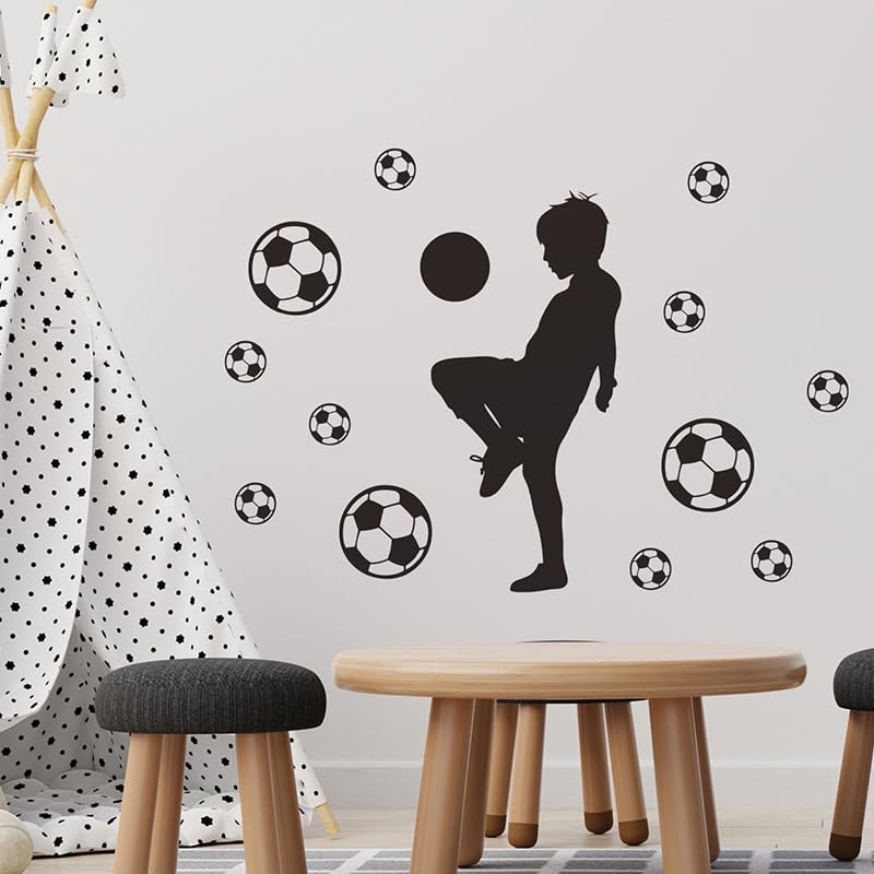 Football Stickers Football Wall Decal for Home Decoration, Black, 30cm*60cm - Image 4