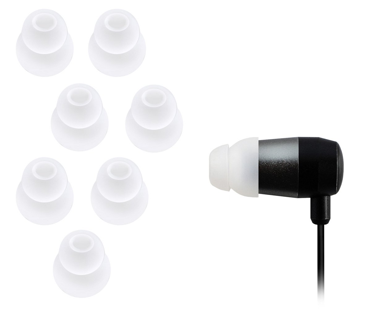Xcessor Dual Flange Ricambio Auricolari Earbud/Earpad In Silicone 4 Paia (Set Da 8 Pezzi). Compatibile Con La Maggior Auricolare Cuffie Marche. Taglia: Medio (M). Colore: Transparente-image