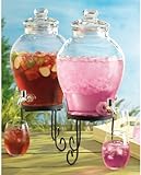 Curved Glass Drink Dispenser w/ Stand